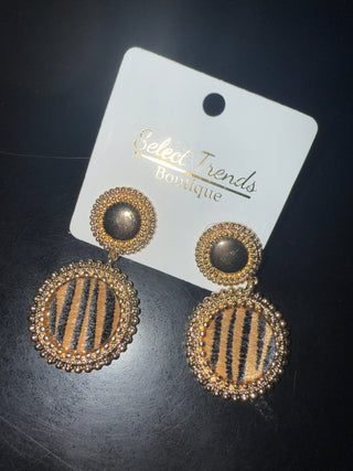 Tiger Print Disc Earrings | Select Trends Boutique