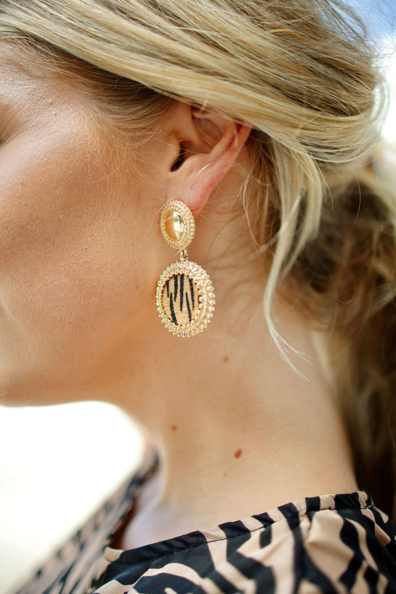 Tiger Print Disc Earrings