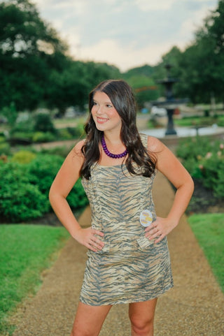 Tiger Print Fit & Flare Denim Dress | Select Trends Boutique