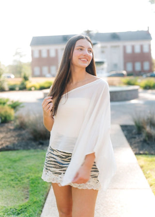 Tiger Print Sequin Lace Trim Mini Skirt | Select Trends Boutique