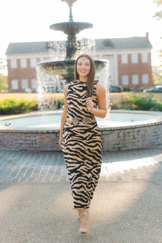Tiger Print Velvet Maxi Dress | Select Trends Boutique