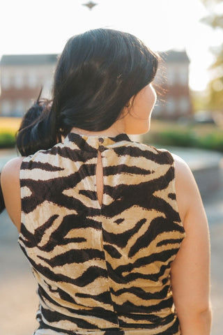 Tiger Print Velvet Mock Neck Top | Select Trends Boutique
