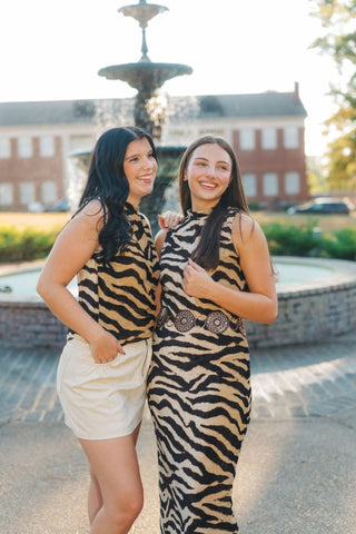 Tiger Print Velvet Mock Neck Top | Select Trends Boutique