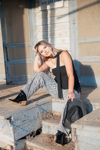 Tiger Print Vintage Straight Leg Jeans - Select Trends Boutique