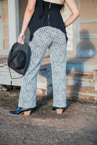 Tiger Print Vintage Straight Leg Jeans