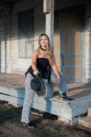 Tiger Print Vintage Straight Leg Jeans from Select Trends Boutique