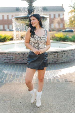 Tiger Print Zip Up Corset Top | Select Trends Boutique