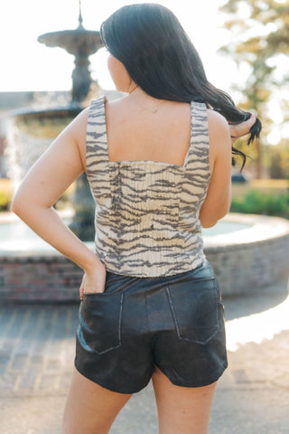 Tiger Print Zip Up Corset Top | Select Trends Boutique