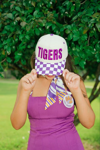 Tigers Checkered Embroidered Trucker Hat | Select Trends Boutique