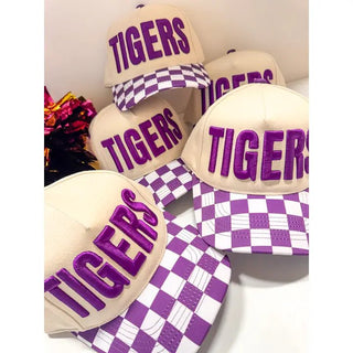 Tigers Checkered Embroidered Trucker Hat | Select Trends Boutique