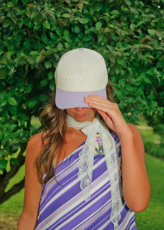 Tigers Embroidered Lavender Trucker Hat | Select Trends Boutique