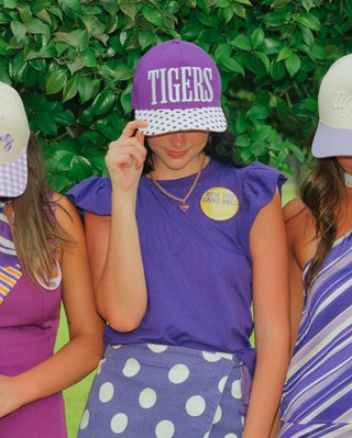 Tigers Purple Polka Dot Trucker Hat | Select Trends Boutique