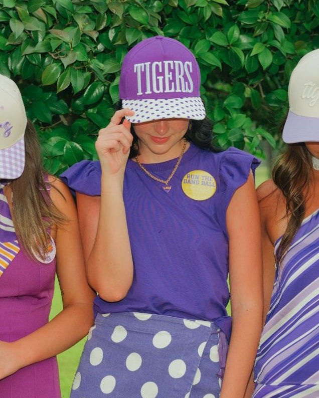 Tigers Purple Polka Dot Trucker Hat