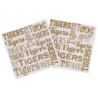 Tigers White & Gold Cocktail Napkins | Select Trends Boutique