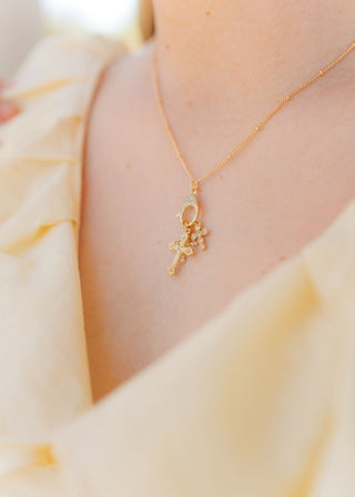 Triple Rhinestone Cross Necklace | Select Trends Boutique