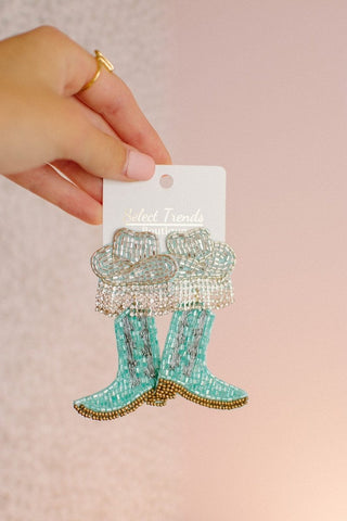 Turquoise Bead Cowgirl Earrings | Select Trends Boutique