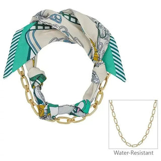 Turquoise Knotted Scarf Necklace With Chain | Select Trends Boutique