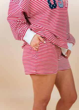 USA Striped Set Drawstring Shorts | Select Trends Boutique