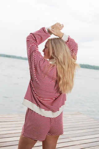 USA Striped Set Mock Neck Sweatshirt | Select Trends Boutique