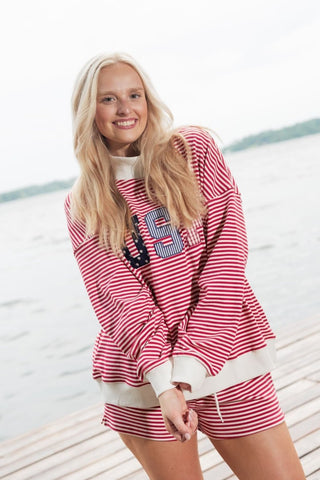USA Striped Set Mock Neck Sweatshirt | Select Trends Boutique