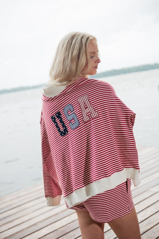 USA Striped Set Mock Neck Sweatshirt | Select Trends Boutique