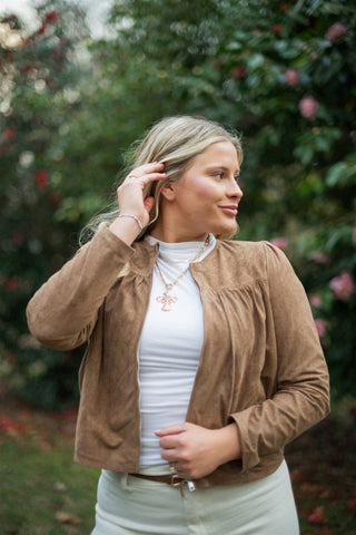 Vegan Suede Zip Up Jacket | Select Trends Boutique