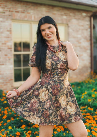 Vintage Floral Puff Sleeve Mini Dress | Select Trends Boutique