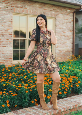 Vintage Floral Puff Sleeve Mini Dress | Select Trends Boutique
