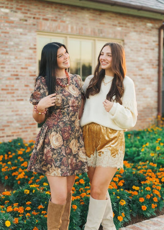 Vintage Floral Puff Sleeve Mini Dress | Select Trends Boutique