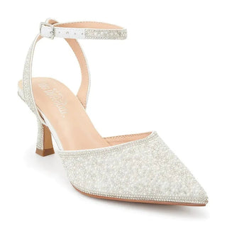 White Beaded Pearl Ankle Strap Heels | Select Trends Boutique