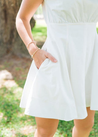 White Boat Neck Flare Dress | Select Trends Boutique