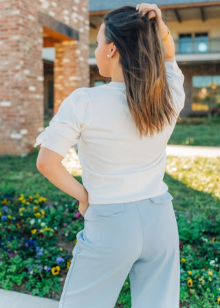 White Bow Detail Puff Sleeve Top | Select Trends Boutique