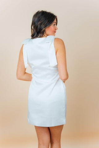 White Bow Detail Satin Mini Dress | Select Trends Boutique