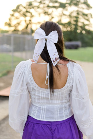 White Bow Lace Trim Top | Select Trends Boutique