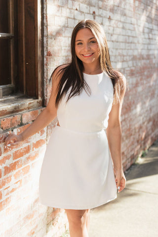 White Bow Open Back Mini Dress