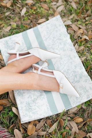 White Buckle Detail Kitten Heels - Select Trends Boutique