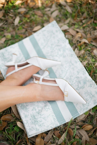 White Buckle Detail Kitten Heels - Select Trends Boutique