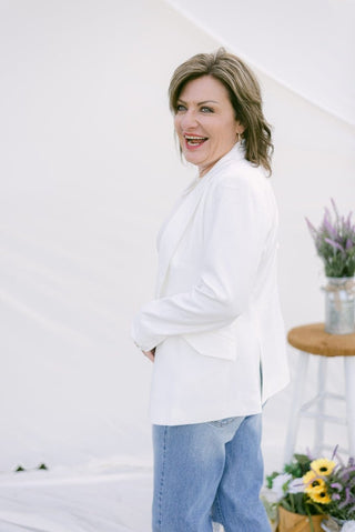 White Button Detailed Blazer - Select Trends Boutique