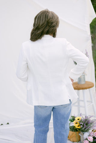 White Button Detailed Blazer - Select Trends Boutique