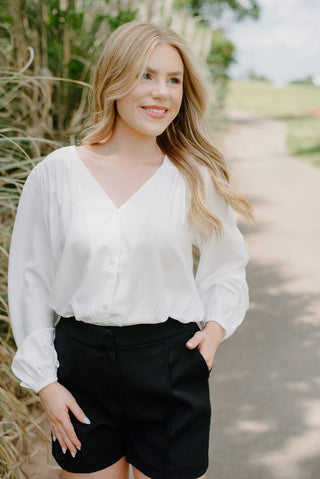 White Button Down Flowy Blouse - Select Trends Boutique