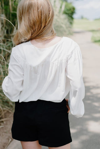 White Button Down Flowy Blouse - Select Trends Boutique