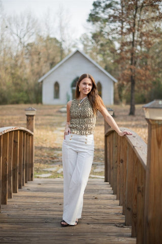White Button Front Wide Leg Pants | Select Trends Boutique