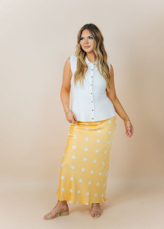 White Button Up Structured Knit Top | Select Trends Boutique