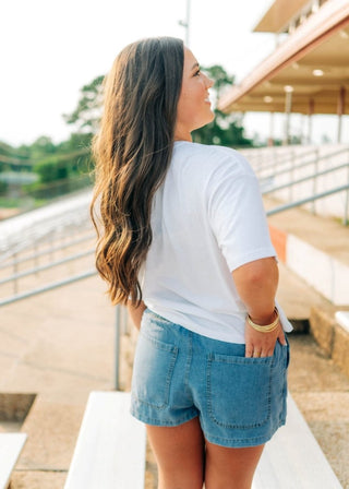 White Coquette Football Relaxed Short Tee | Select Trends Boutique