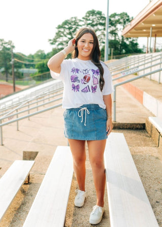 White Coquette Football Relaxed Short Tee | Select Trends Boutique