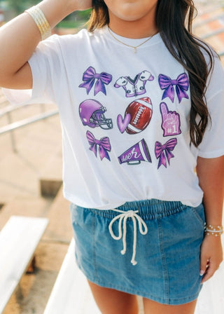 White Coquette Football Relaxed Short Tee | Select Trends Boutique