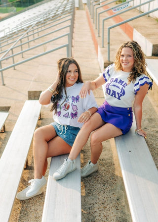 White Coquette Football Relaxed Short Tee | Select Trends Boutique