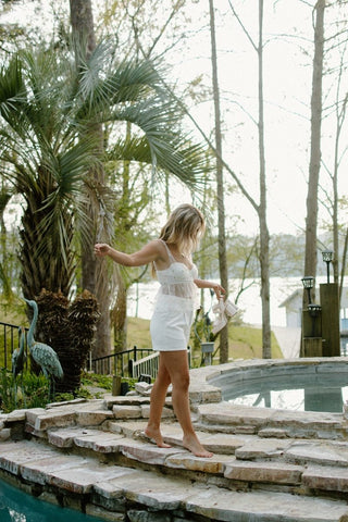 White Daisy Mesh Ruffled Top | Select Trends Boutique