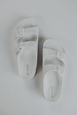 White Double Buckle Sandals