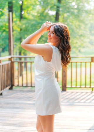 White Draped Satin Mini Dress | Select Trends Boutique
